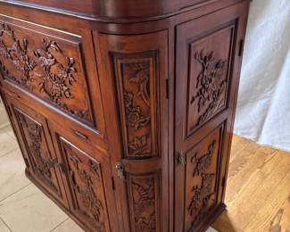 Oriental Carved Bar Cabinet