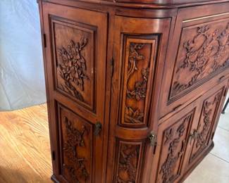 Carved Oriental Bar Cabinet