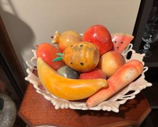 Heavy Plastic Fruit, Milk Glass