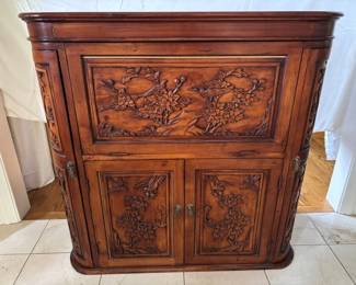 Carved Oriental Bar Cabinet