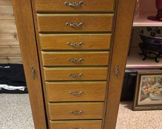 Jewelry Cabinet, Drawers/Top/Sides