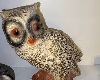 Vintage Chalkware Owl Figurine - Likely Miller Studios or similar