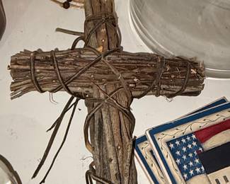 Rustic Twig Cross Wall Hanging