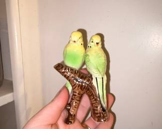 Mid-Century Japanese Ceramic Budgie Figurine