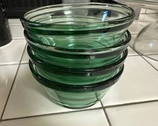 Anchor Hocking Green Glass Custard Cups (Set of 4)
