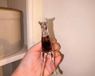 Mid-Century Modern Clear Glass Horse Figurine with Red Core
