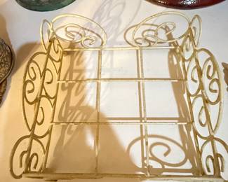 Vintage Wrought Iron Napkin Holder with Scrollwork