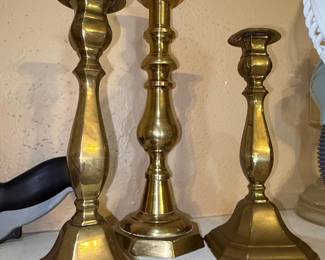 Vintage Brass Candlestick Set of Three