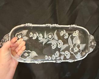 Vintage Mikasa Carmen Crystal Canape Tray with Embossed Floral Design