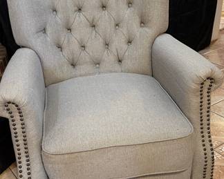 Tufted Wingback Fabric Recliner with Nailhead Trim