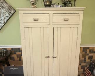 Vintage Farmhouse Style Beadboard Jelly Cupboard