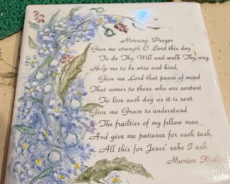 Marion Kistler "Morning Prayer" Hand-Painted Ceramic Tile