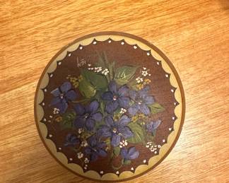 Hand-Painted Floral Wooden Trinket Box