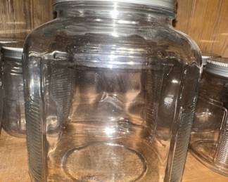 Vintage Anchor Hocking Ribbed Glass Cracker Jar