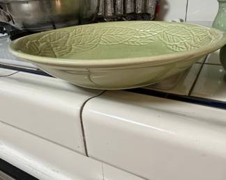 Vintage Bordallo Pinheiro Majolica Cabbage Leaf Serving Bowl