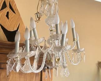 Vintage Crystal Chandelier with Candle-Style Sockets