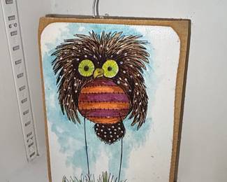 Whimsical Owl Mixed Media Wall Plaque