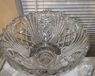 American Brilliant Cut Glass Punch Bowl with Stand