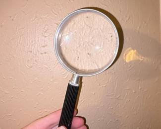 Vintage 1960s Magnifying Glass with Ribbed Handle and Aluminum Frame