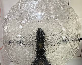 Indiana Glass Pineapple and Floral Clear Glass Plate