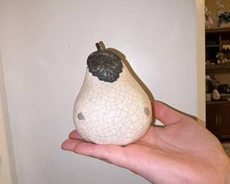 Vintage Crackle Glaze Ceramic Pear Figurine
