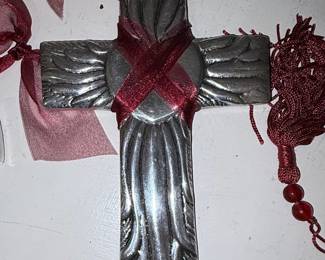 Decorative Metal Wall Cross with Tassel