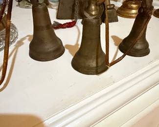 Set of Three Vintage Brass Cow Bells on Leather Straps