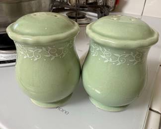 Celadon Green Ceramic Salt and Pepper Shakers