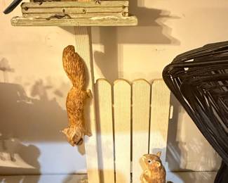 Decorative Bird Feeder with Squirrel Figurines