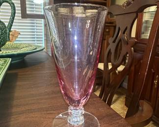 Vintage Pink Optic Footed Tumbler