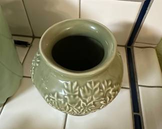 Longaberger Pottery Sage Green Floral Vase