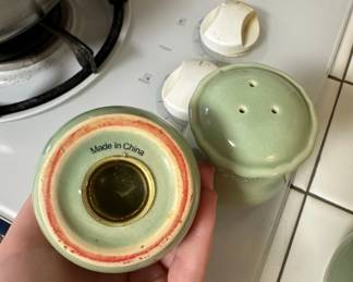 Celadon Green Ceramic Salt and Pepper Shakers