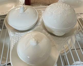White Embossed Grapevine Condiment Server