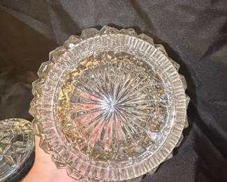 EAPG Pressed Glass Covered Compote or Candy Jar
