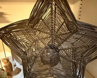 Dark Woven Wicker Star Sculpture