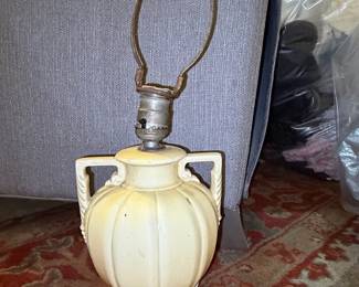 Vintage Cream Glazed Ceramic Urn Table Lamp with Handles