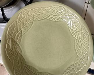 Vintage Bordallo Pinheiro Majolica Cabbage Leaf Serving Bowl