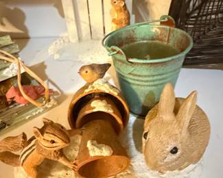 Marjolein Bastin Resin Garden Scene Figurine with Chipmunk, Rabbit, and Bird