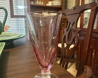 Vintage Pink Optic Footed Tumbler