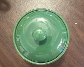 Furio Home Green Oak Leaf Pattern Covered Bowl