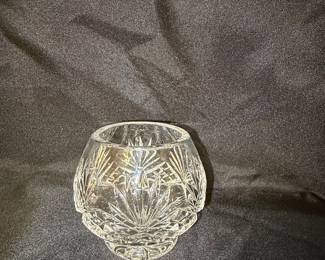 Cut Crystal Rose Bowl / Candle Holder