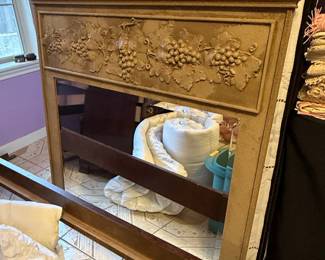 Vintage Giltwood Overmantel Mirror with Grape Motif