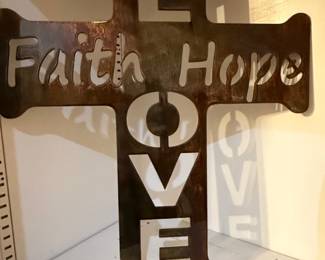 Faith Hope Love Metal Cross Wall Art