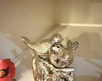 Silver-Plated Birds on Branch Salt and Pepper Shaker Set