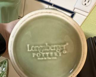 Longaberger Pottery Sage Green Floral Vase