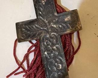 Vintage Sterling Silver Rosary Crucifix with Floral Motif