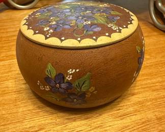 Hand-Painted Floral Wooden Trinket Box