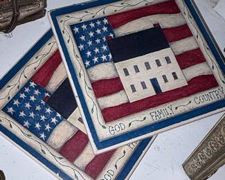 God, Family, Country Americana Decorative Tiles (Set of 2)