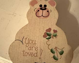 Hand-Painted Wooden Bear Plaque