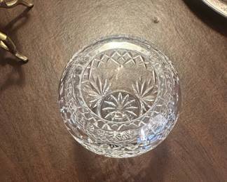 Royal Irish Crystal Rose Bowl on Brass Stand